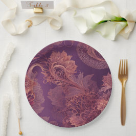Plato De Papel Oye arte de IA floral Rosegold