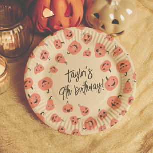 Plato De Papel Oye Boo Fiesta de Cumpleaños de Halloween Moderna 