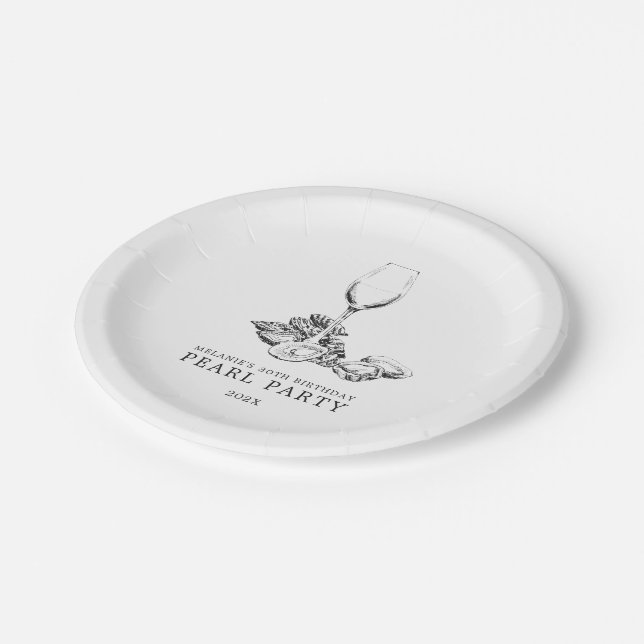 Plato De Papel Oyster Pearl Fiesta| blanco y negro (Angular)