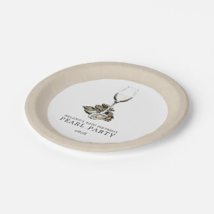 Plato De Papel Oyster Pearl Fiesta Tan  Blanco