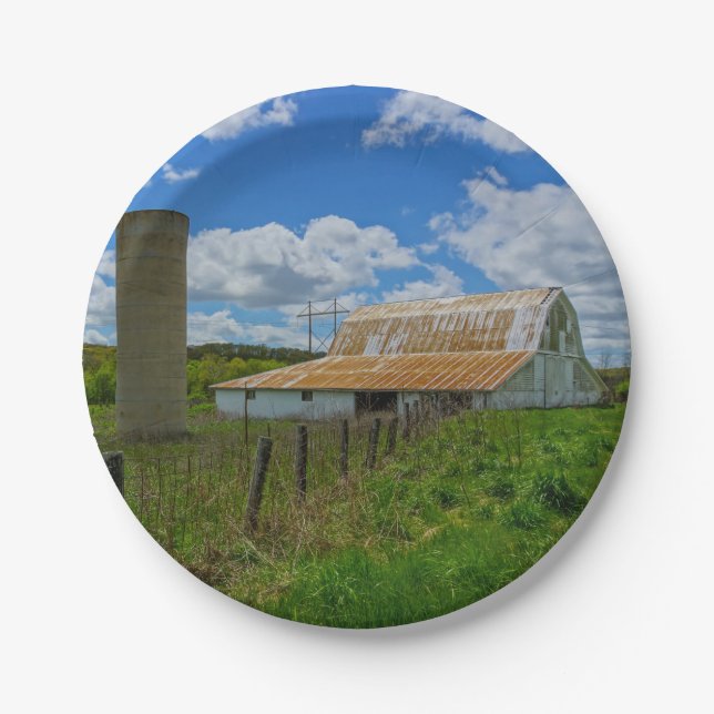 Plato De Papel Ozarks Old Barn y Silo (Anverso)