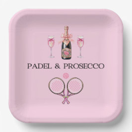 PLATO DE PAPEL PADEL PLATE: PADEL & PROSECCO CLASSIC PINK/BLACK