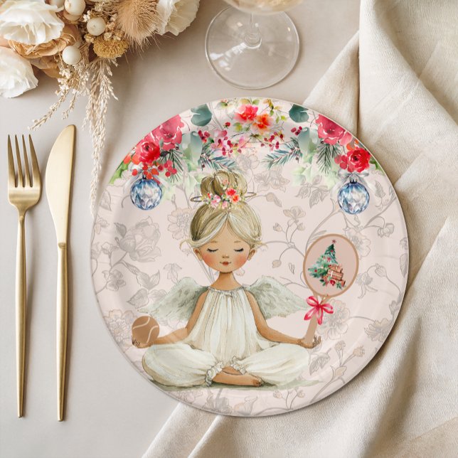 Plato De Papel Padel Themed Paper Plates – Christmas Angel Motif (Subido por el creador)