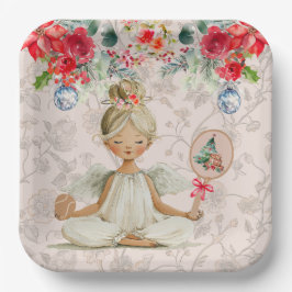 Plato De Papel Padel Themed Paper Plates – Christmas Angel Motif