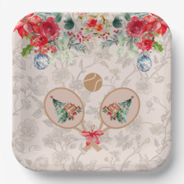 Plato De Papel Padel Themed Paper Plates – Festive Racquet Motif