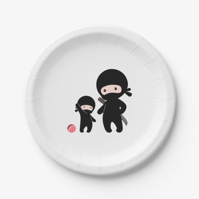 Plato De Papel Padre y niño Ninja (Anverso)