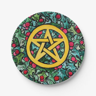 Plato De Papel Pagan Yule Pentagram