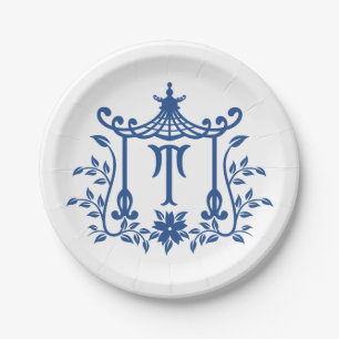 Plato De Papel Pagoda moda Monograma T Placa de papel