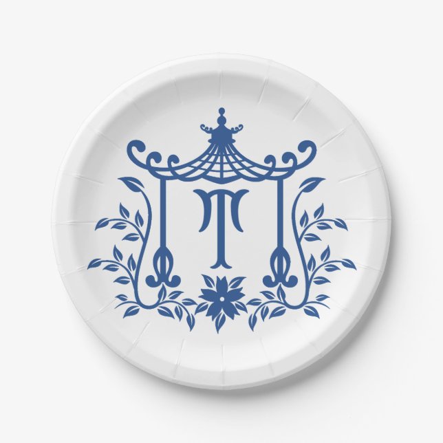 Plato De Papel Pagoda moda Monograma T Placa de papel (Anverso)