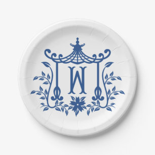 Plato De Papel Pagoda moda Monograma W Placa de papel