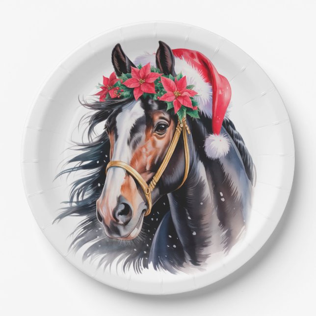 Plato De Papel Paint Horse Christmas Paper Plate (Anverso)