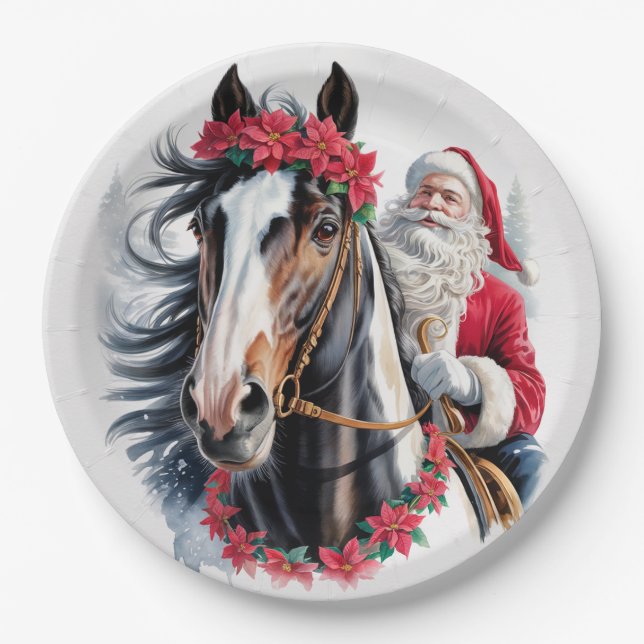 Plato De Papel Paint Horse Christmas Paper Plate (Anverso)