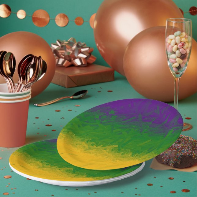 Plato De Papel Paint Mardi Gras (Multi)