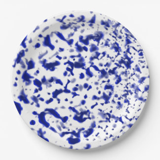 Plato De Papel Paint Spatter Blue