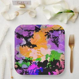 Plato De Papel Paint Splash Splash Imprimir Placa de papel