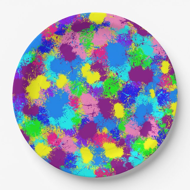 Plato De Papel Paint Splatter (Anverso)