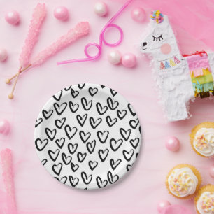 Plato De Papel Paint Stroke Heart Pattern