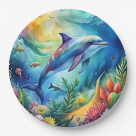 Plato De Papel Painted Dolphin