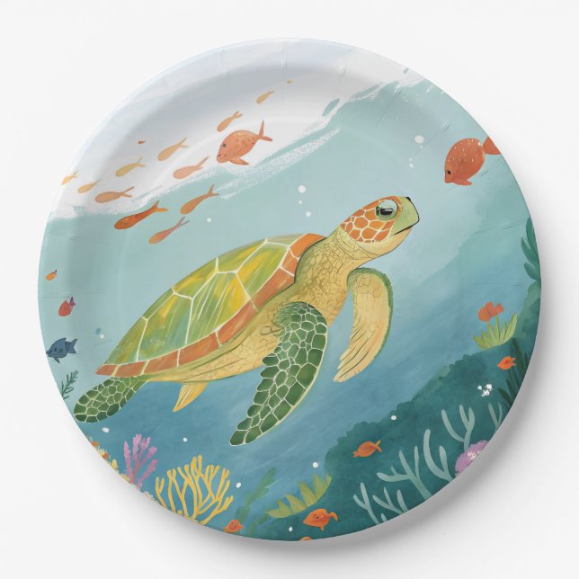 Plato De Papel Painting Turtle (Anverso)