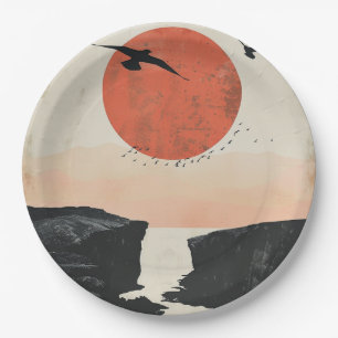 Plato De Papel Paisaje abstracto de Boho (12)