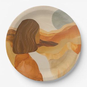 Plato De Papel Paisaje abstracto de Boho (17)