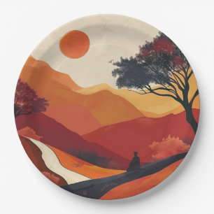 Plato De Papel Paisaje abstracto de Boho (19)