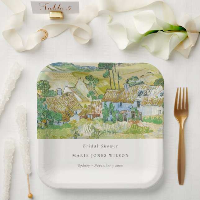 Plato De Papel Paisaje de montaña Pastel Fields Shower (Boda)