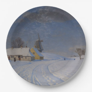 Plato De Papel Paisaje de nieve en invierno (por H.A. Brendekilde