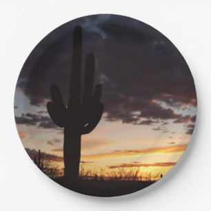 Plato De Papel Paisaje del desierto Saguaro Sunset III Arizona