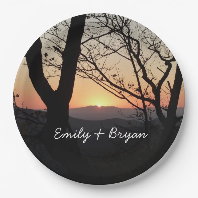 Plato De Papel Paisaje del Parque Nacional Shenandoah Sunset (Anverso)