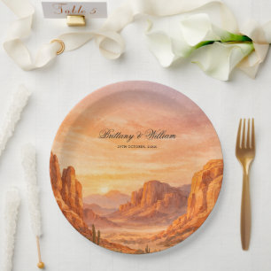 Plato De Papel Paisaje Desértico Montañoso de Boda