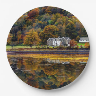 Plato De Papel Paisaje escocés de las montañas de Argyll