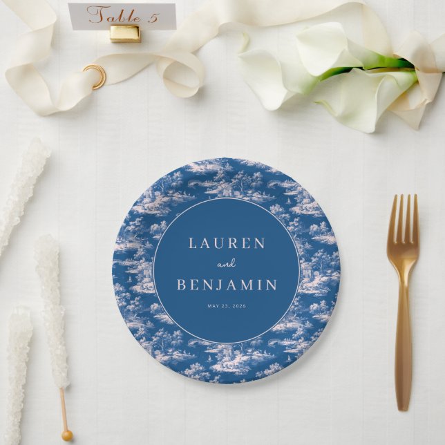 Plato De Papel Paisaje Ilustrativo Armada Romántico (Boda)