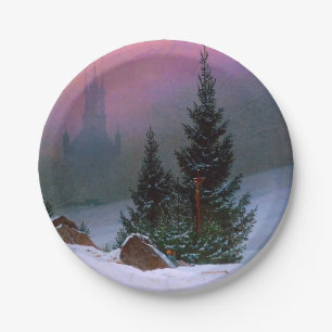 Plato De Papel Paisaje invernal Caspar David Friedrich
