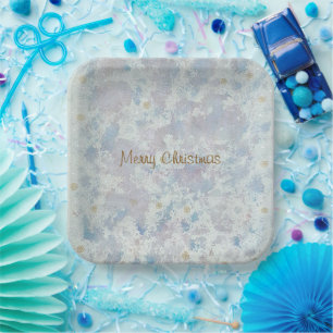 Plato De Papel Paisaje Invernal de Navidad con Helada Escarcha Cu
