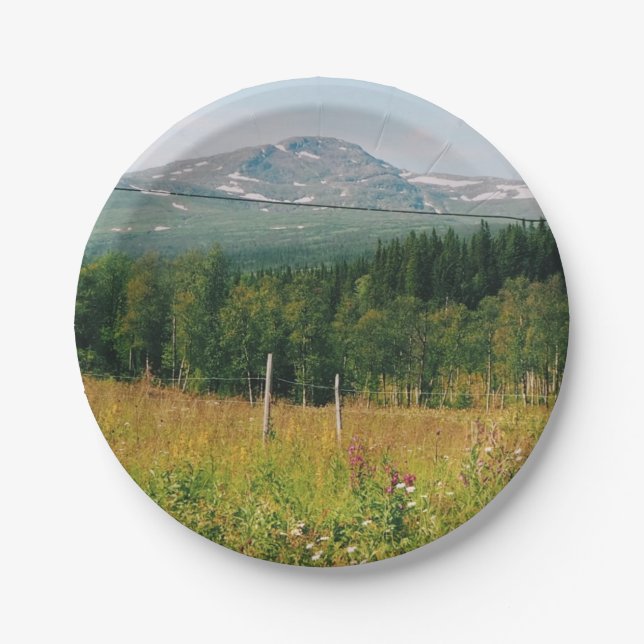 Plato De Papel Paisaje montañoso sueco (Anverso)