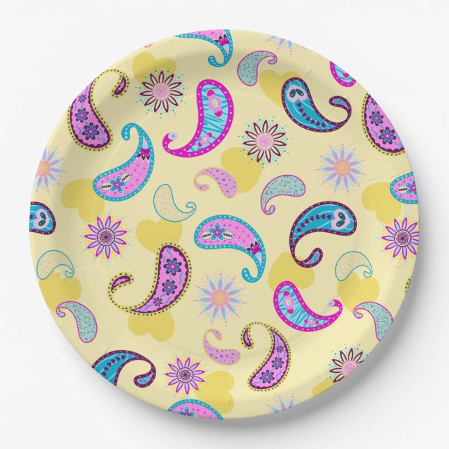 Plato De Papel Paisley de los 90 (Anverso)