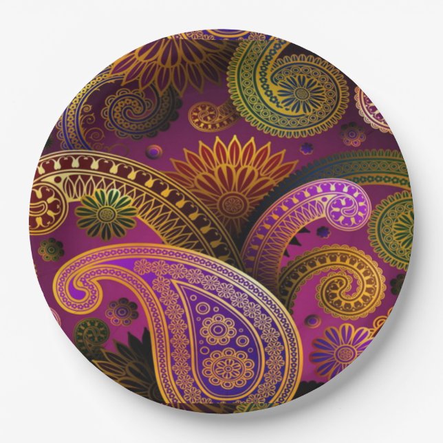 Plato De Papel Paisley Purple (Anverso)