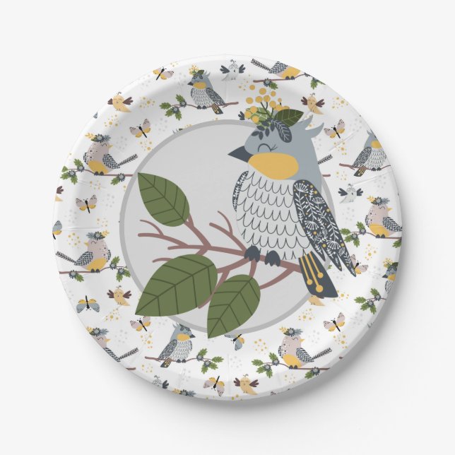 Plato De Papel Pájaro Cantarín (Anverso)