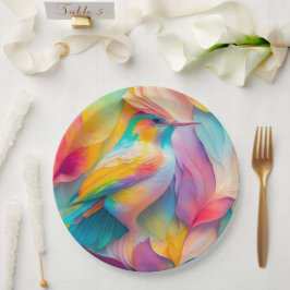 Plato De Papel Pájaro de seda de aves de fantasía