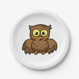 Plato De Papel pájaro del búho del dibujo animado
