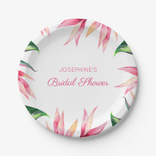 Plato De Papel Pájaro del paraíso acuarela tropical ducha de novi