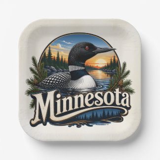 Plato De Papel Pájaro estatal de Minnesota Loon