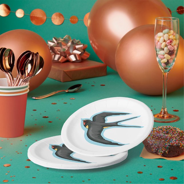 Plato De Papel Pájaro Golondrina Volando (Subido por el creador)
