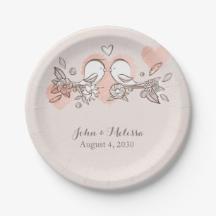 Plato De Papel Pájaros del amor