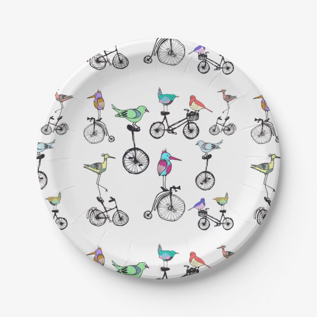Plato De Papel Pájaros en la placa de papel de las bicis (Anverso)