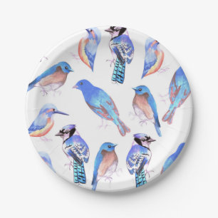 Plato De Papel Pájaros en tintes y sombras de los amantes del
