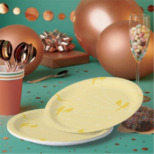 Plato De Papel Pájaros en un alambre