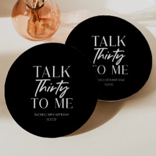 Plato De Papel Palabras negras mínimas 30 para mí cumpleaños 30