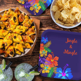 Plato De Papel Palabras Personalizados del Fiesta del luau tropic